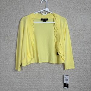 Perceptions Cardigans Womens PL Yellow 3/4 Sleeve Layered Lettuce Trim Shrug‎